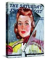 "Rainy Drive," Saturday Evening Post Cover, December 7, 1940-Emery Clarke-Stretched Canvas