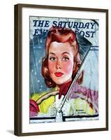 "Rainy Drive," Saturday Evening Post Cover, December 7, 1940-Emery Clarke-Framed Giclee Print