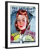 "Rainy Drive," Saturday Evening Post Cover, December 7, 1940-Emery Clarke-Framed Giclee Print