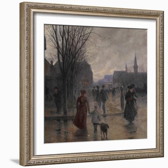 Rainy Evening on Hennepin Avenue, C.1902-Robert Koehler-Framed Giclee Print