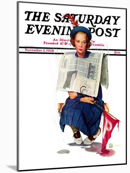 "Rainy Football Game," Saturday Evening Post Cover, November 5, 1938-Douglas Crockwell-Mounted Premium Giclee Print