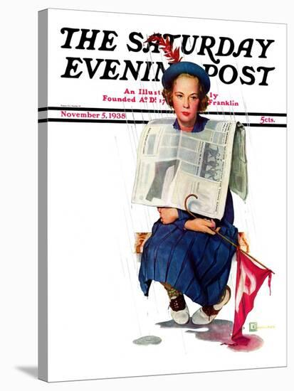 "Rainy Football Game," Saturday Evening Post Cover, November 5, 1938-Douglas Crockwell-Stretched Canvas