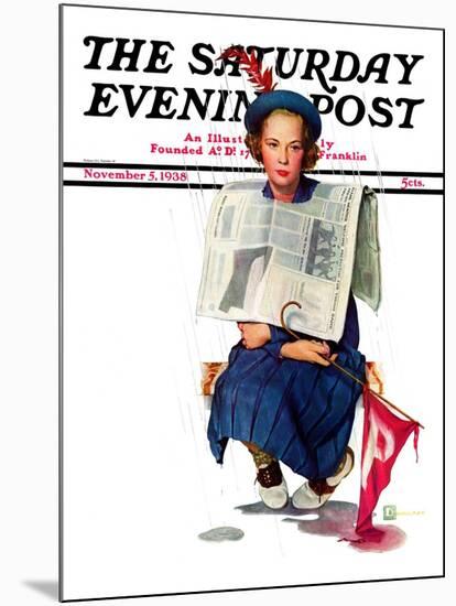 "Rainy Football Game," Saturday Evening Post Cover, November 5, 1938-Douglas Crockwell-Mounted Giclee Print