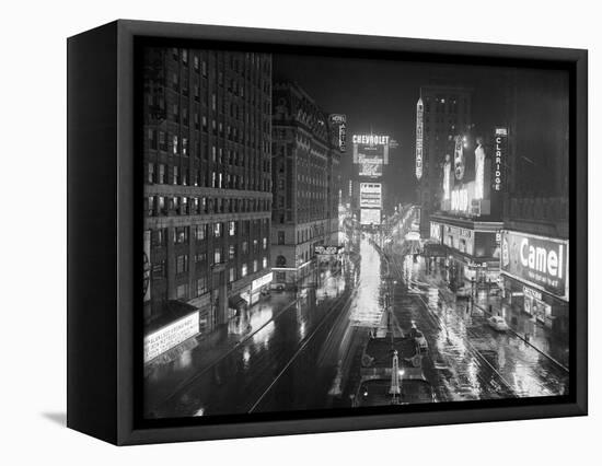 Rainy Night in times Square-null-Framed Stretched Canvas
