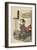 Rainy Night with a Regular Customer, C. 1820s-Keisai Eisen-Framed Giclee Print