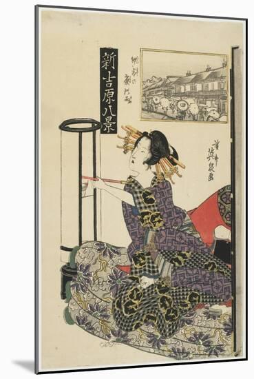 Rainy Night with a Regular Customer, C. 1820s-Keisai Eisen-Mounted Giclee Print