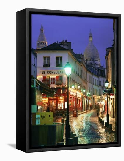 Rainy Street and Dome of the Sacre Coeur, Montmartre, Paris, France, Europe-Gavin Hellier-Framed Stretched Canvas