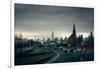 Rainy View of Manhattan from Long Island Expressway-null-Framed Photo