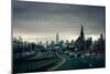 Rainy View of Manhattan from Long Island Expressway-null-Mounted Photo