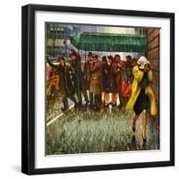 "Rainy Wait for a Cab," March 29, 1947-John Falter-Framed Giclee Print