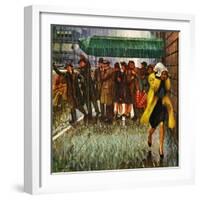 "Rainy Wait for a Cab," March 29, 1947-John Falter-Framed Giclee Print