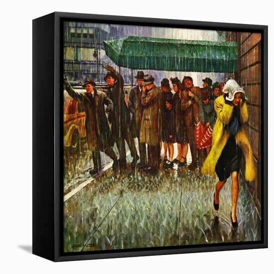 "Rainy Wait for a Cab," March 29, 1947-John Falter-Framed Stretched Canvas