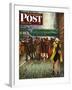 "Rainy Wait for a Cab," Saturday Evening Post Cover, March 29, 1947-John Falter-Framed Giclee Print