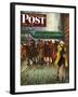 "Rainy Wait for a Cab," Saturday Evening Post Cover, March 29, 1947-John Falter-Framed Giclee Print