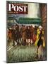 "Rainy Wait for a Cab," Saturday Evening Post Cover, March 29, 1947-John Falter-Mounted Premium Giclee Print