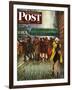 "Rainy Wait for a Cab," Saturday Evening Post Cover, March 29, 1947-John Falter-Framed Giclee Print