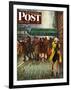 "Rainy Wait for a Cab," Saturday Evening Post Cover, March 29, 1947-John Falter-Framed Giclee Print