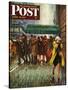 "Rainy Wait for a Cab," Saturday Evening Post Cover, March 29, 1947-John Falter-Stretched Canvas