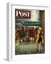 "Rainy Wait for a Cab," Saturday Evening Post Cover, March 29, 1947-John Falter-Framed Giclee Print