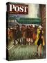 "Rainy Wait for a Cab," Saturday Evening Post Cover, March 29, 1947-John Falter-Stretched Canvas