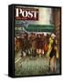 "Rainy Wait for a Cab," Saturday Evening Post Cover, March 29, 1947-John Falter-Framed Stretched Canvas