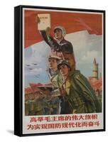 Raise Mao's Flag High to Achieve Modern Defense, Chinese Cultural Revolution-null-Framed Stretched Canvas