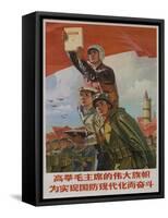 Raise Mao's Flag High to Achieve Modern Defense, Chinese Cultural Revolution-null-Framed Stretched Canvas