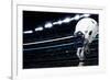 Raised Football Helmet at an American Football Stadium-yobro-Framed Photographic Print