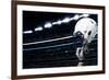 Raised Football Helmet at an American Football Stadium-yobro-Framed Photographic Print