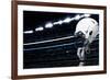 Raised Football Helmet at an American Football Stadium-yobro-Framed Photographic Print