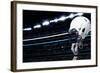 Raised Football Helmet at an American Football Stadium-yobro-Framed Photographic Print