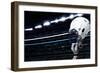 Raised Football Helmet at an American Football Stadium-yobro-Framed Photographic Print