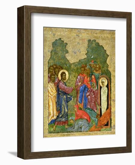 Raising of Lazarus, Russian Icon, Cathedral of St. Sophia, Novgorod School, 14th Century-null-Framed Giclee Print