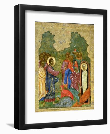 Raising of Lazarus, Russian Icon, Cathedral of St. Sophia, Novgorod School, 14th Century-null-Framed Giclee Print