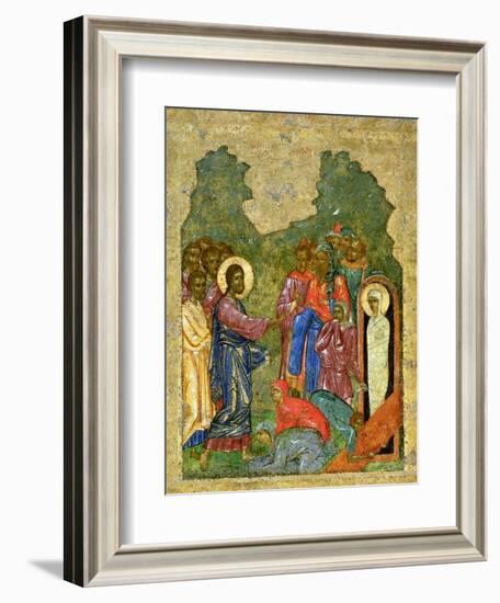 Raising of Lazarus, Russian Icon, Cathedral of St. Sophia, Novgorod School, 14th Century-null-Framed Giclee Print