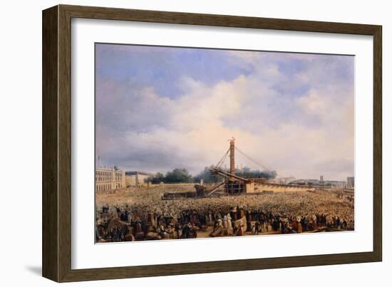 Raising of Obelisk of Luxor in Place de la Concorde on October 25, 1836-Francois Dubois-Framed Giclee Print