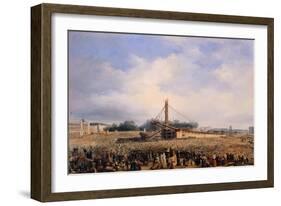 Raising of Obelisk of Luxor in Place de la Concorde on October 25, 1836-Francois Dubois-Framed Giclee Print