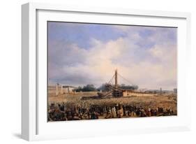 Raising of Obelisk of Luxor in Place de la Concorde on October 25, 1836-Francois Dubois-Framed Giclee Print