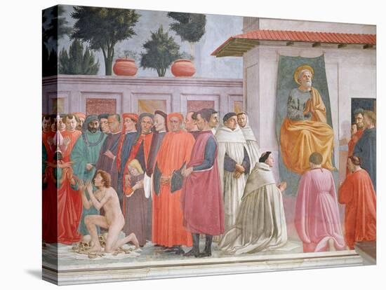 Raising of the Son of Theophilus and St Peter Enthroned-Filippino Lippi-Stretched Canvas
