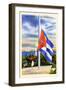 Raising The Colors At The Hotel Nacional De Cuba-Curt Teich & Company-Framed Art Print