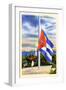 Raising The Colors At The Hotel Nacional De Cuba-Curt Teich & Company-Framed Art Print
