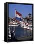 Raising the Dutch Flag by the Harbour, Volendam, Ijsselmeer, Holland-I Vanderharst-Framed Stretched Canvas