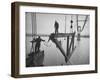 Raising the Truss, Men of the Raising Gang Ride the Swinging Steel 160 Feet Above the Water-Peter Stackpole-Framed Premium Photographic Print