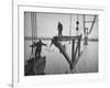 Raising the Truss, Men of the Raising Gang Ride the Swinging Steel 160 Feet Above the Water-Peter Stackpole-Framed Photographic Print