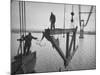 Raising the Truss, Men of the Raising Gang Ride the Swinging Steel 160 Feet Above the Water-Peter Stackpole-Mounted Photographic Print