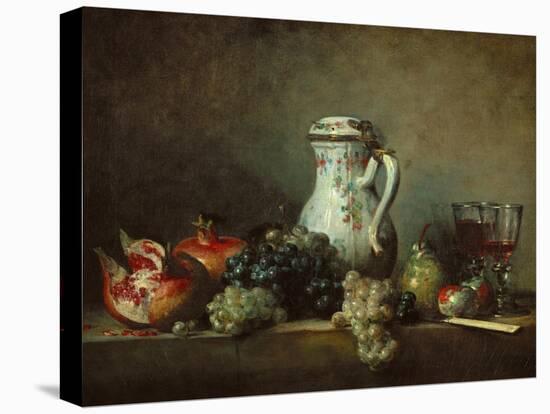 Raisins, Pomegranates and Coffee-Pot-Jean-Baptiste Simeon Chardin-Stretched Canvas