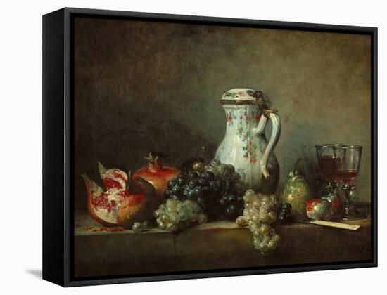 Raisins, Pomegranates and Coffee-Pot-Jean-Baptiste Simeon Chardin-Framed Stretched Canvas