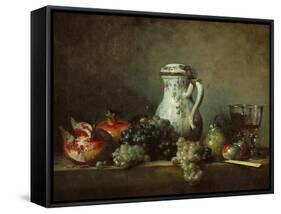 Raisins, Pomegranates and Coffee-Pot-Jean-Baptiste Simeon Chardin-Framed Stretched Canvas