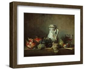 Raisins, Pomegranates and Coffee-Pot-Jean-Baptiste Simeon Chardin-Framed Giclee Print