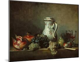 Raisins, Pomegranates and Coffee-Pot-Jean-Baptiste Simeon Chardin-Mounted Giclee Print
